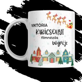 KARÁCSONYI FILMNÉZŐS NÉVRE SZÓLÓ EGYEDI bögre