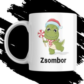 MIKULÁSRA, KARÁCSONYRA NÉVRE SZÓLÓ DINÓS bögre