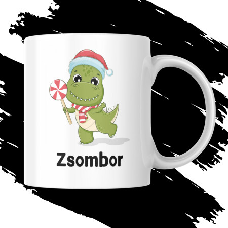 MIKULÁSRA, KARÁCSONYRA NÉVRE SZÓLÓ DINÓS bögre