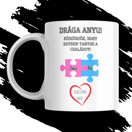 KÖSZÖNJÜK, HOGY EGYBEN TARTOD A CSALÁDOT EGYEDI NÉVRE SZABHATÓ AJÁNDÉK BÖGRE