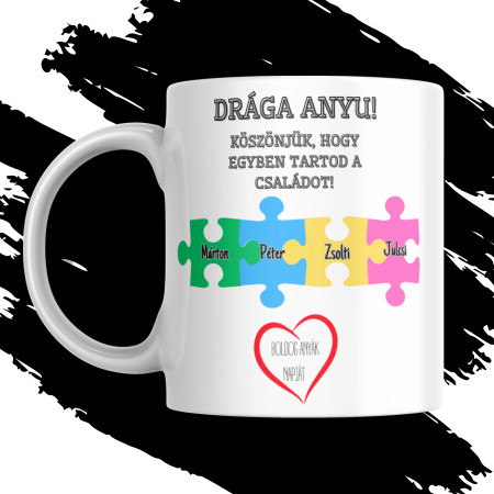KÖSZÖNJÜK, HOGY EGYBEN TARTOD A CSALÁDOT EGYEDI NÉVRE SZABHATÓ AJÁNDÉK BÖGRE