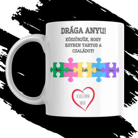 KÖSZÖNJÜK, HOGY EGYBEN TARTOD A CSALÁDOT EGYEDI NÉVRE SZABHATÓ AJÁNDÉK BÖGRE